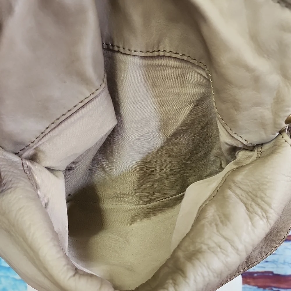 Borse In Pelle Leather Beige Shoulder Bag Made In ITALY